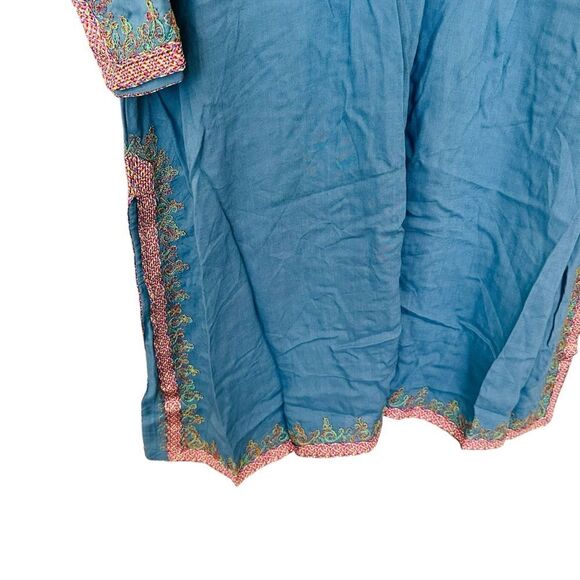 Karim Bourlad Blue Kaftan with Colorful Embroidery - Picture 10 of 14